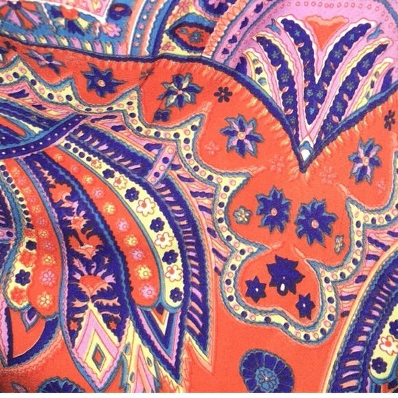 Angie M Midi Mixed Print Dress Paisley Orange Yellow Purple - Picture 8 of 8